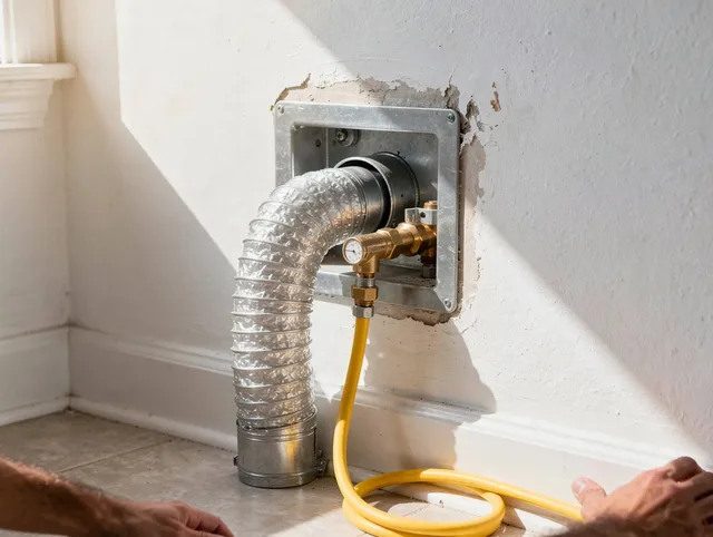 Upland Dryer Vent Cleaning certified technician performing specialized gas dryer vent cleaning in Upland
